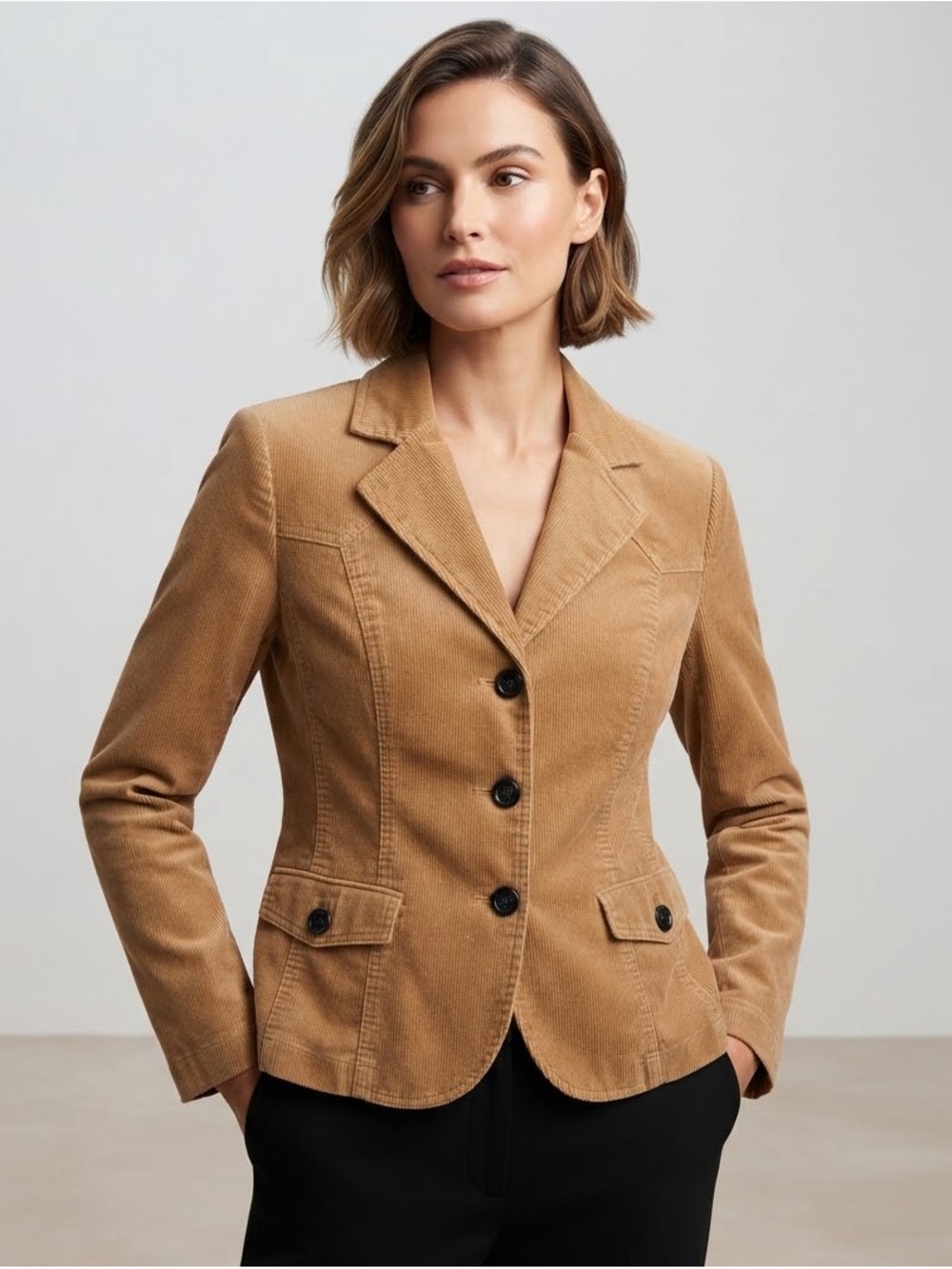 Vintage 90s Y2K Villager Corduroy Blazer Jacket Camel Brown Size 12